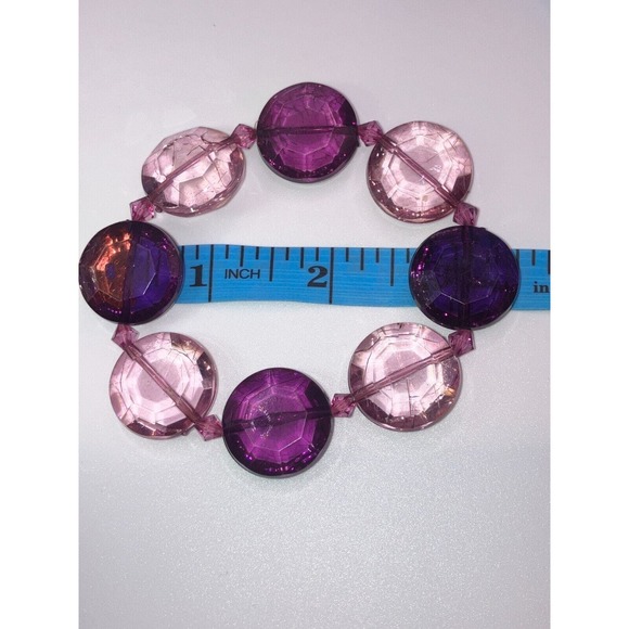 Large Purple & Lavender Glass Crystal Stretch 7 Inch Bracelet! - Picture 8 of 10
